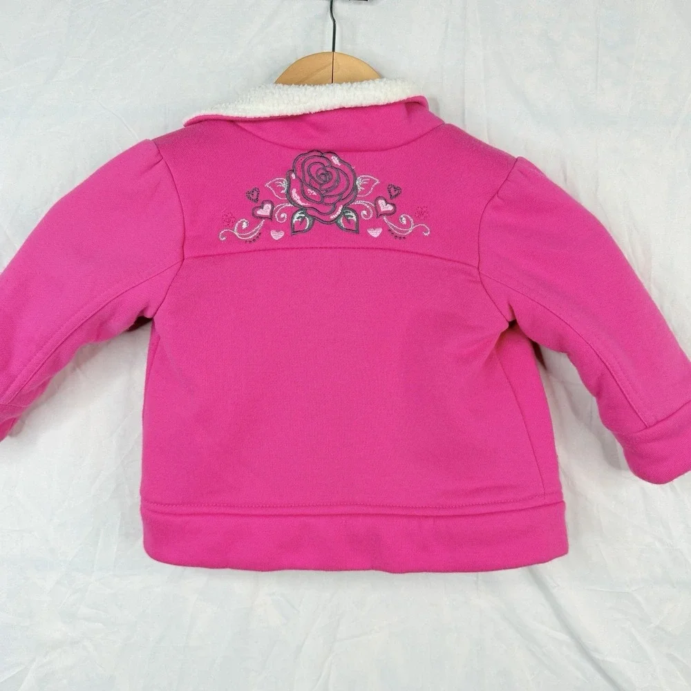 Nannette Girl SZ-3T shearling‎ Lined Pink Jacket Coat design on the back